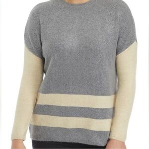 52Seven women’s striped gray and cream sweater size large